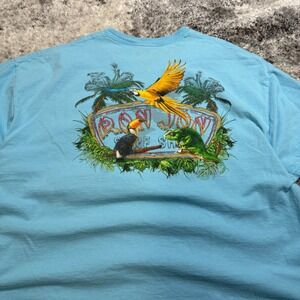 Ron Jon Surf Shop T Shirt Men's XXL Light Blue Tropical Graphic Tee